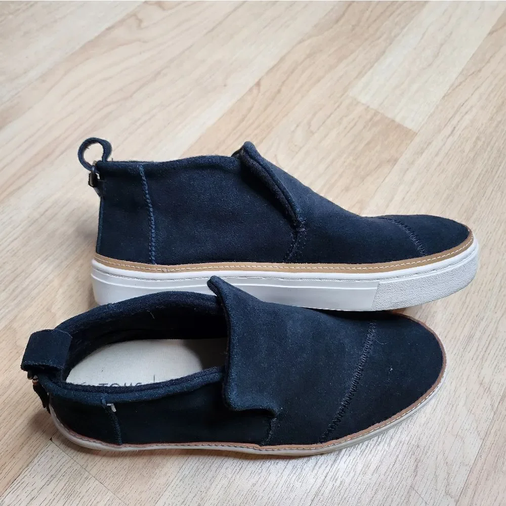 Tom's black Paxton platform slip on shoes